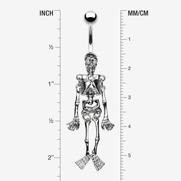 Detail View 1 of Skeleton Dance Belly Ring-Steel